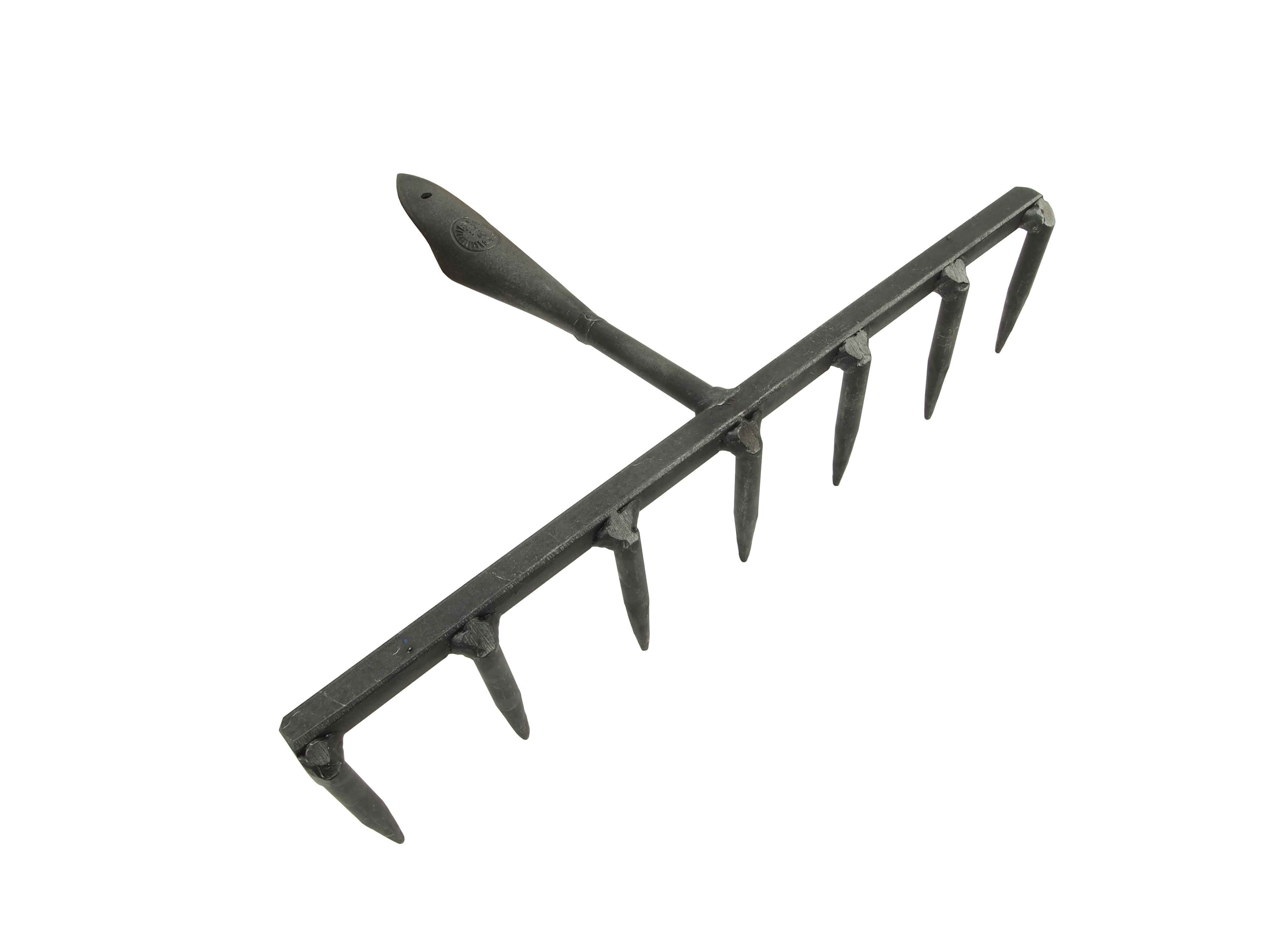 Veggy garden seeding rake with 7 round forged tines head only